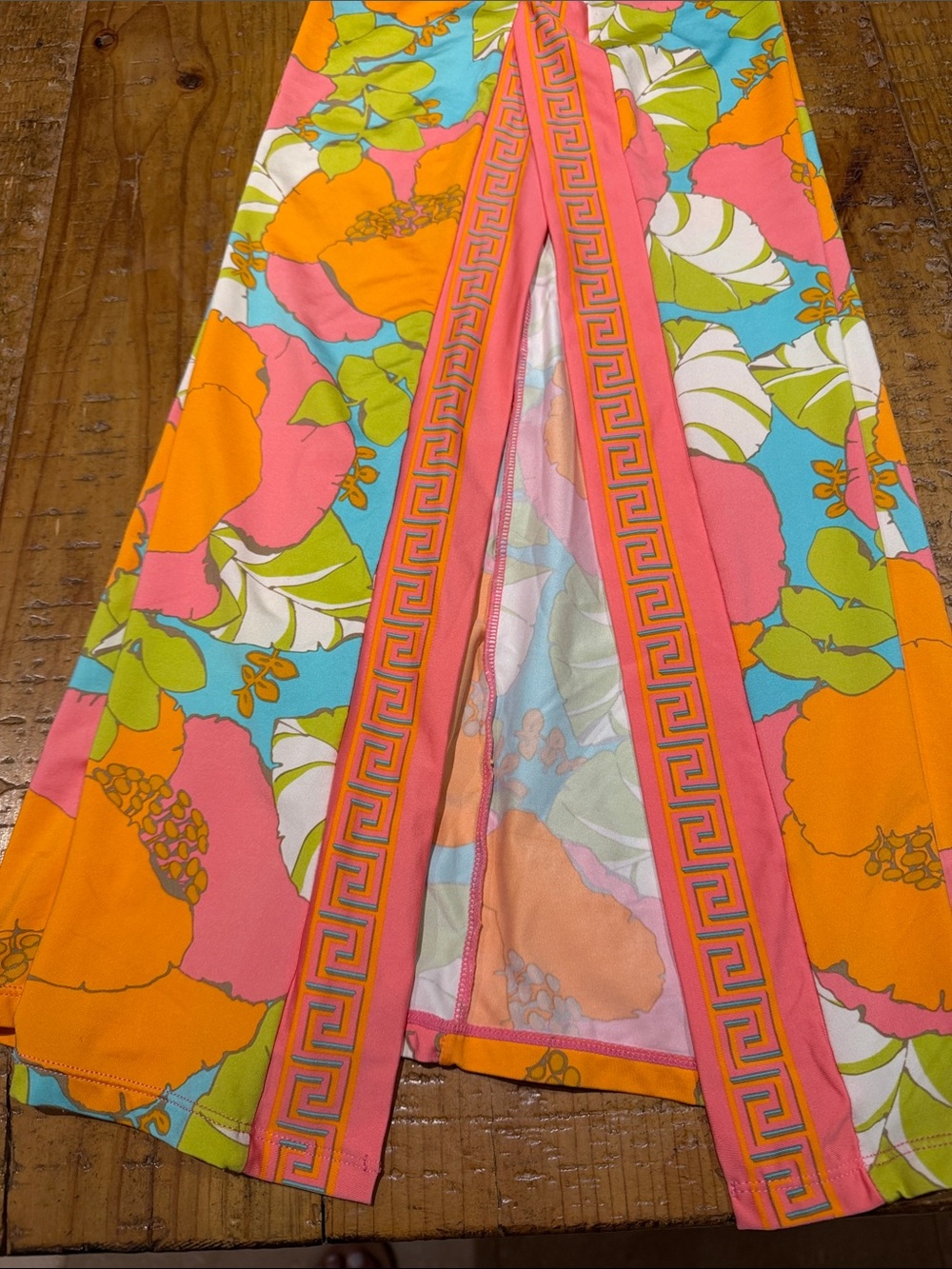 Trina Turk Floral Wide-Leg Pants in Orange, Pink & Aqua - Picture 6 of 7